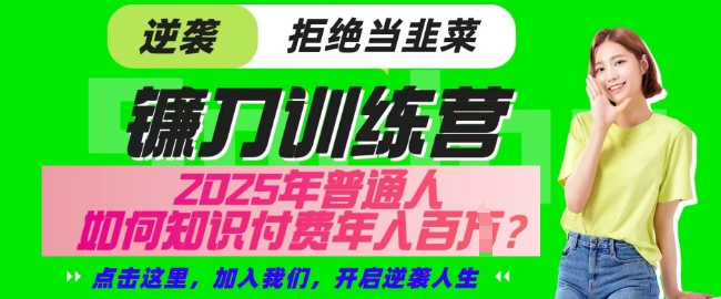 【网创项目终点站-镰刀训练营超级IP合伙人】25年普通人如何通过知识付费实现逆袭【揭秘】-优优网创